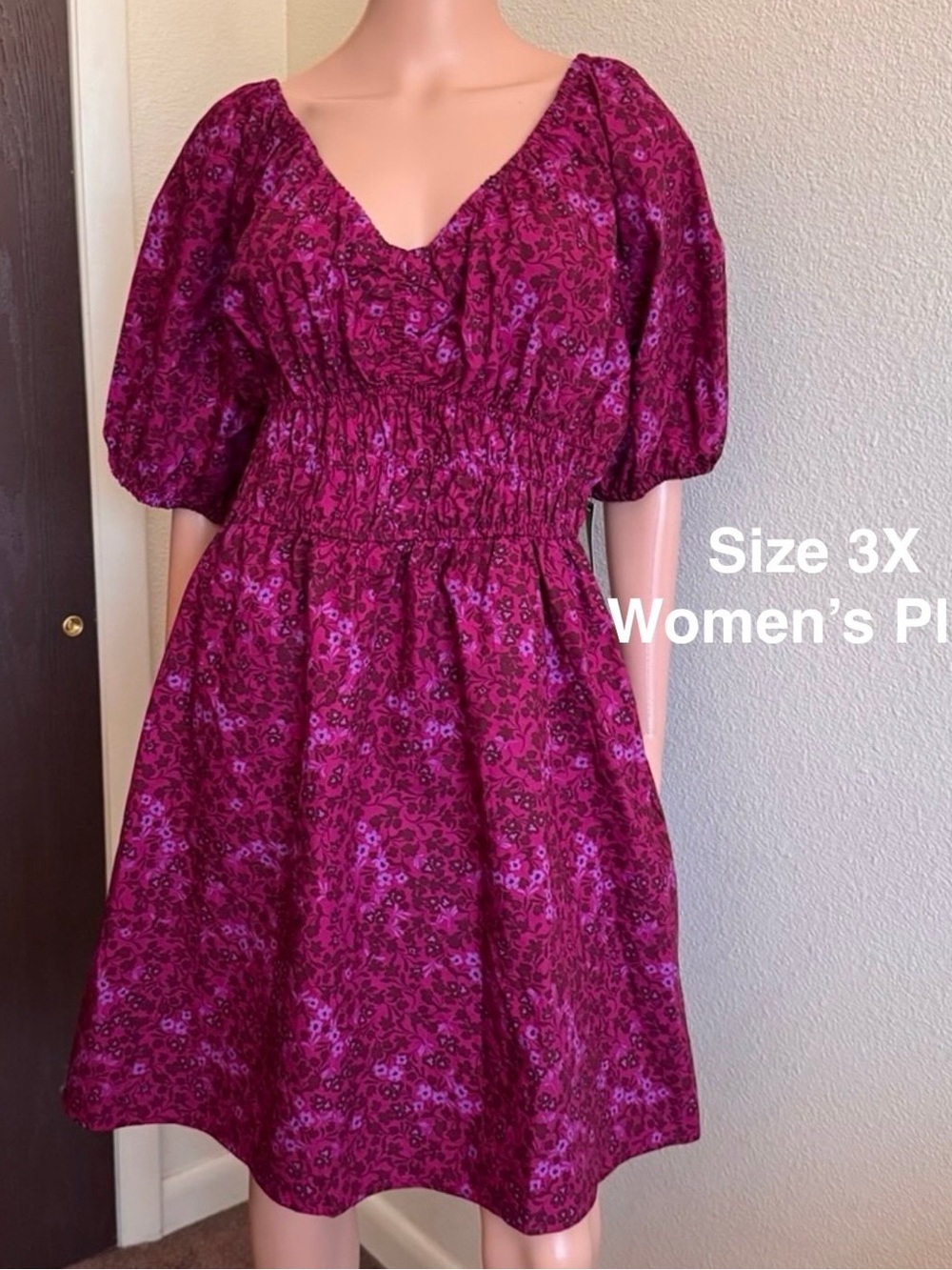 Terra and Sky Women's Plus Mini Cinched Waist Dress, Size 3X